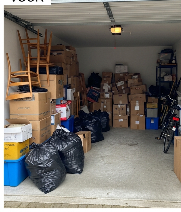 Volle garage voor opruiming